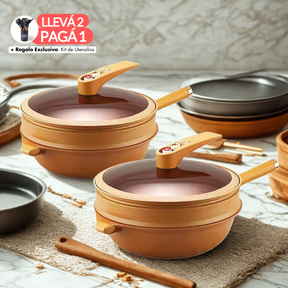 [Llevá 2 y Pagá 1] Sartén Moc Multifuncional Antiadherente de Cerámica + Regalo: Kit de Utensilios
