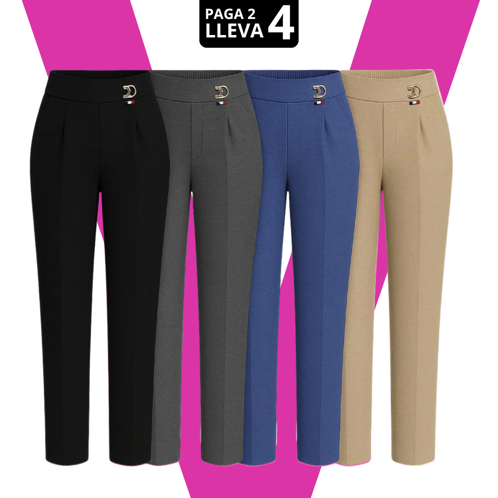 [Llevá 4, Pagá Solo 2] Pantalón Elara Femenino de Sastrería con Cintura Alta, en Seda Fría, Algodón y Lino